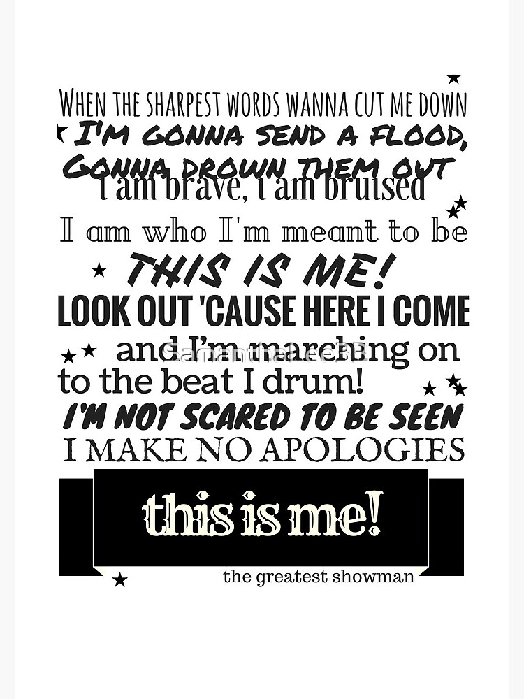 "This Is Me Lyrics The Greatest Showman" Spiral Notebook by