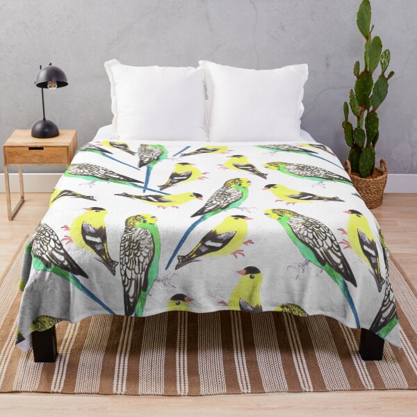 Item preview, Budgies and american goldfinches watercolor in vibrant color scheme designed and sold by Shawlin Islam.