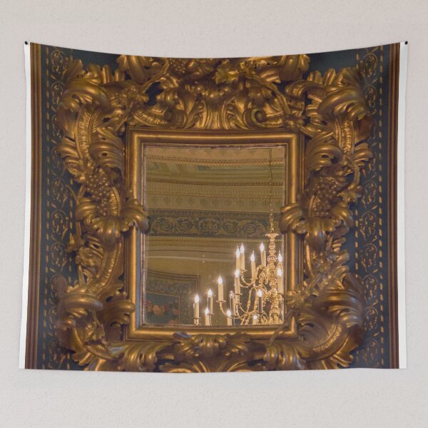 Item preview, Gold vintage mirror with chandelier reflection    designed and sold by HaleyRedshaw.