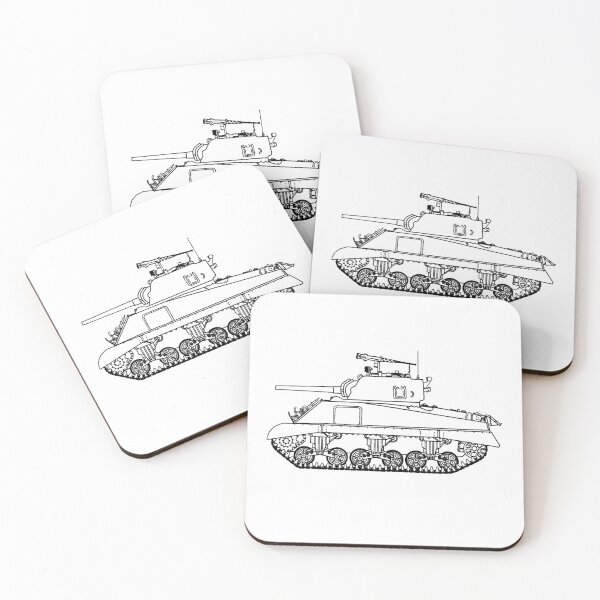 Item preview, WW2 Sherman Tank - Line Drawing designed and sold by BERGULATOR.