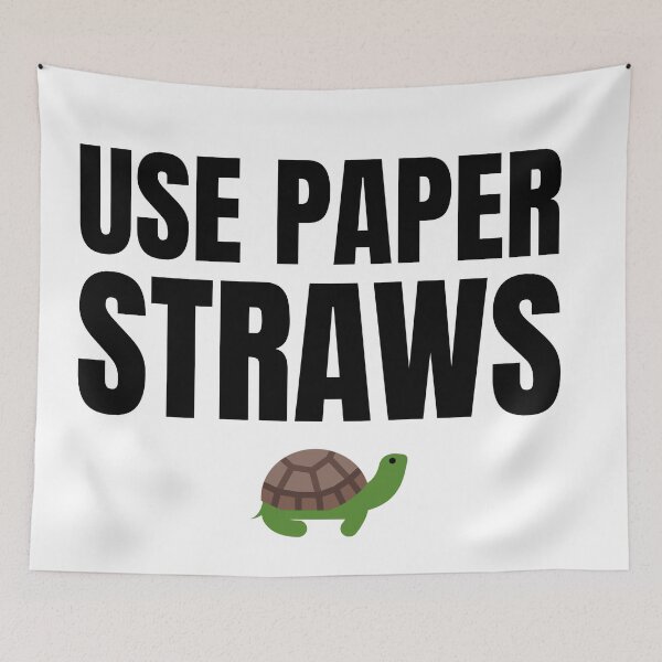 Item preview, USE PAPER STRAWS Environmental slogan designed and sold by m00nlightmel.
