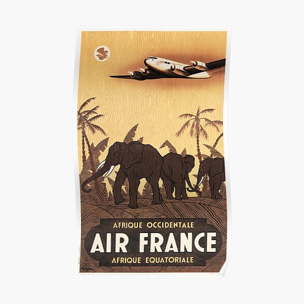 AIR FRANCE AFRIQUE Advertising Africa Vintage Airline Travel Poster