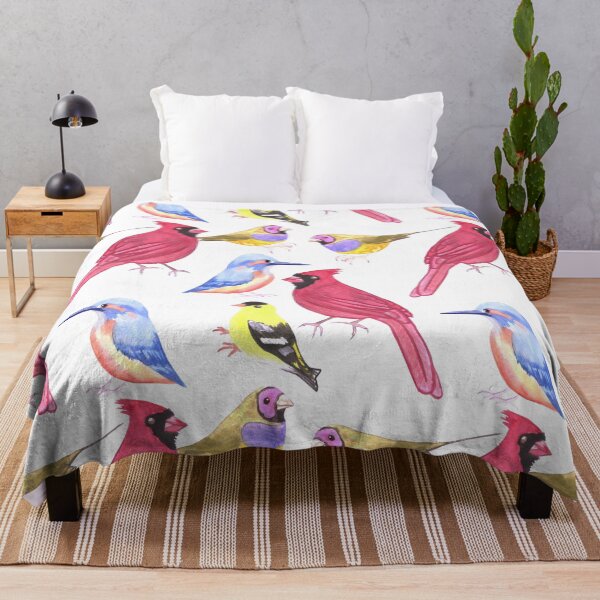 Item preview, Watercolor Birds in triad color scheme- red, yellow, blue designed and sold by Shawlin Islam.