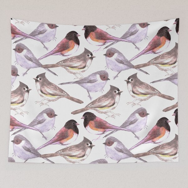 Item preview, Wild titmouses bushtits and juncos in watercolor designed and sold by Shawlin Islam.