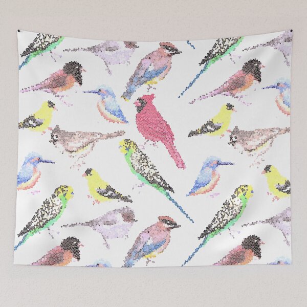 Item preview, Various birds stained glass art - budgie cardinal goldfinch titmouse kingfisher cedar waxwing juncos designed and sold by Shawlin Islam.