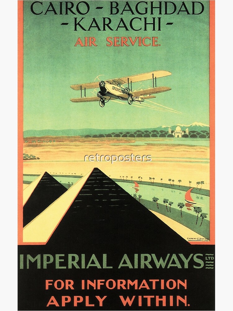 "Imperial Airways Air Travel Cairo Baghdad Karachi Vintage British