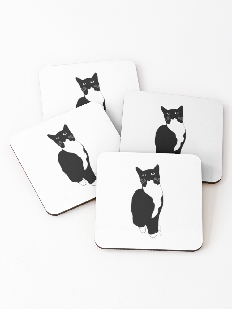 Tuxedo Cat Coasters (Set of 4) for Sale by Young Feminist