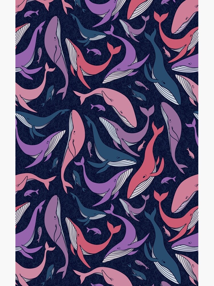 A school of whales - pink and purple by Elenanaylor