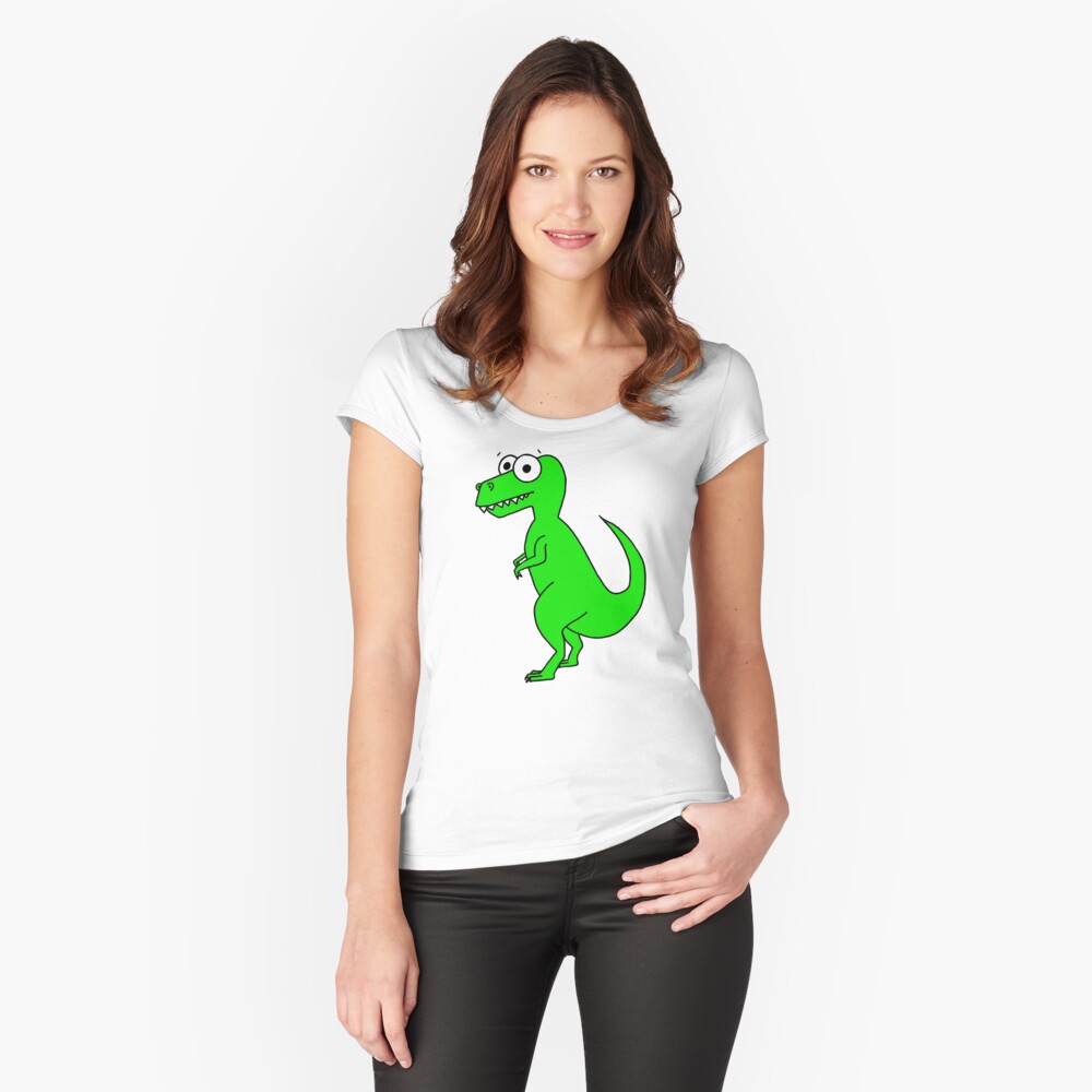 Cute T-Rex - on white Fitted Scoop T-Shirt