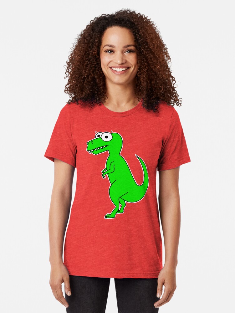 Alternate view of Cute T-Rex - on white Tri-blend T-Shirt