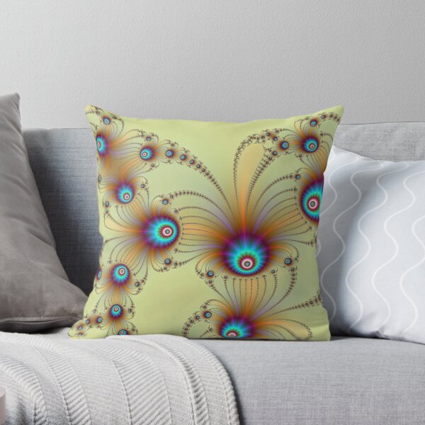 Fractal fireworks Throw Pillow