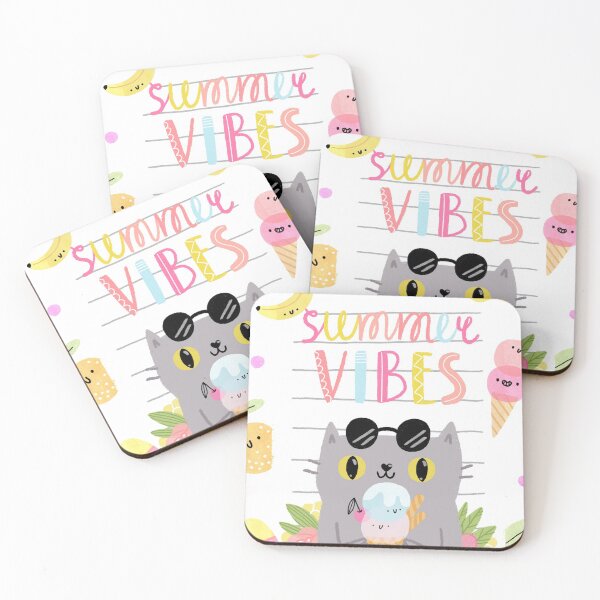 Item preview, Summer Vibes Design, kitty  Ice cream design for girls designed and sold by marosharaf.