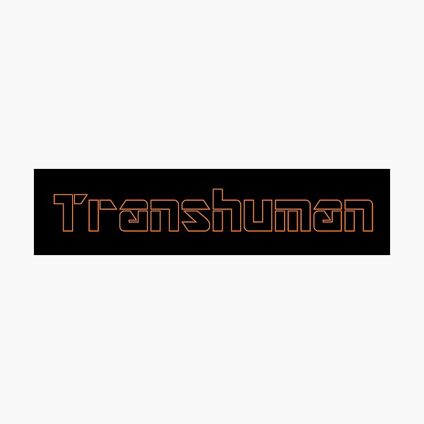 Transhuman Orange Outline on Black Background Photographic Print