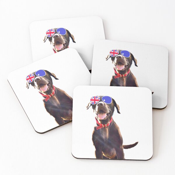 Item preview, Chocolate Labrador Wearing Australian Sunglasses With Tongue Out designed and sold by CoolYule.