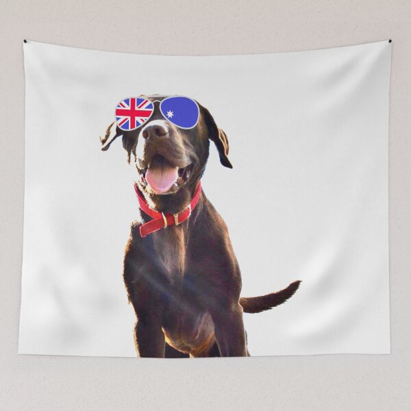 Item preview, Chocolate Labrador Wearing Australian Sunglasses With Tongue Out designed and sold by CoolYule.