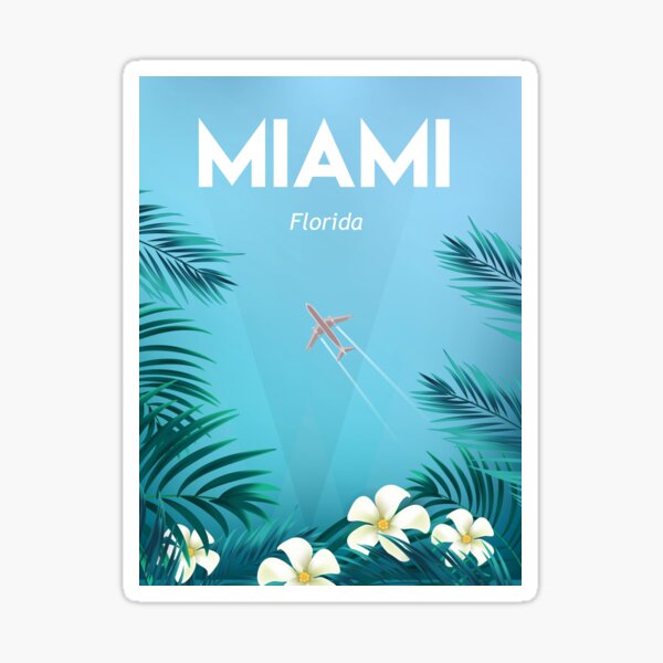 Item preview, Miami travel poster illustration wall art  designed and sold by Arctic frame studio.