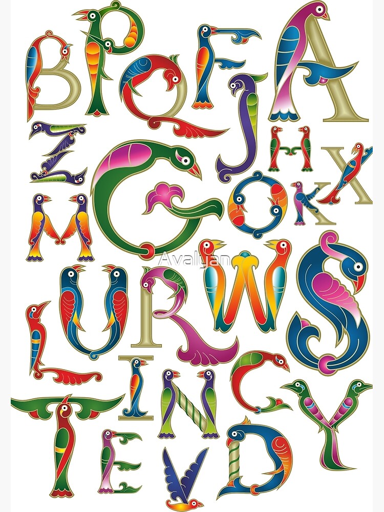 english-alphabet-with-trchnakir-style-letters-art-print-for-sale-by