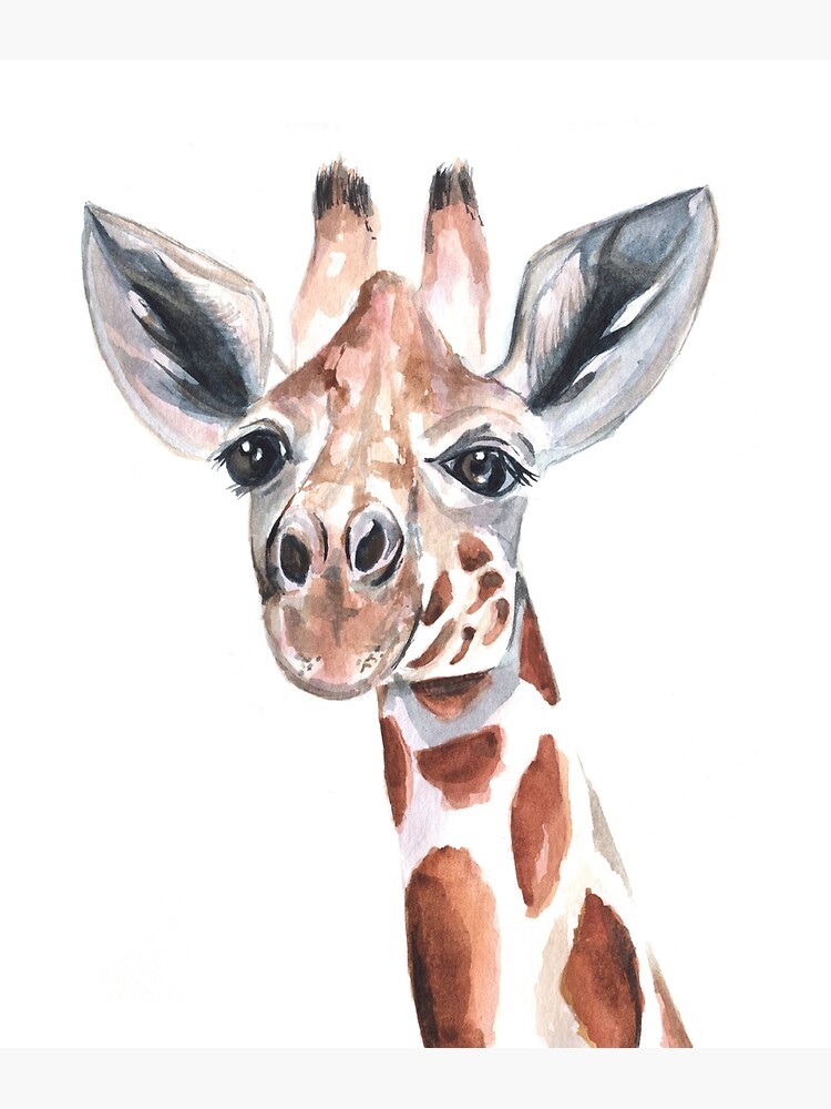 "Giraffe watercolor painting wall art, nursery kids room" Art Print by
