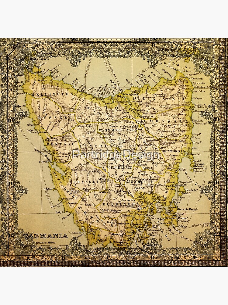 "Antique Map Of Tasmania With Frame" Poster for Sale by PartridgeDesign