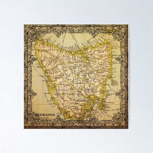 Item preview, Antique Map Of Tasmania With Frame designed and sold by PartridgeDesign.