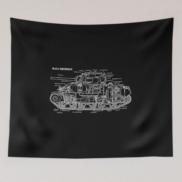 Item preview, WW2 M4 Sherman Tank - Cut Away Line Drawing designed and sold by BERGULATOR.