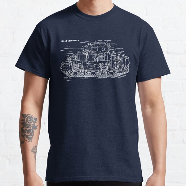 Vista previa del artículo con la obra «WW2 M4 Sherman Tank - Dibujo lineal cortado», diseñado y vendido por BERGULATOR.