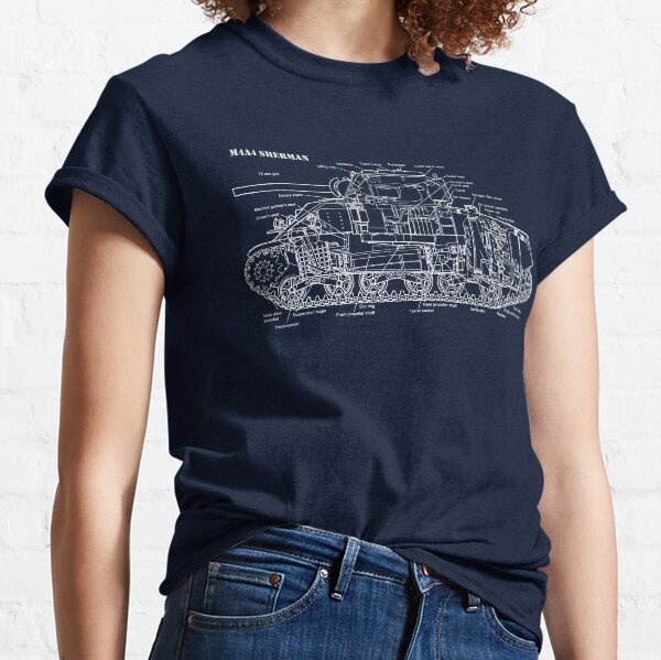 Vista previa del artículo con la obra «WW2 M4 Sherman Tank - Dibujo lineal cortado», diseñado y vendido por BERGULATOR.
