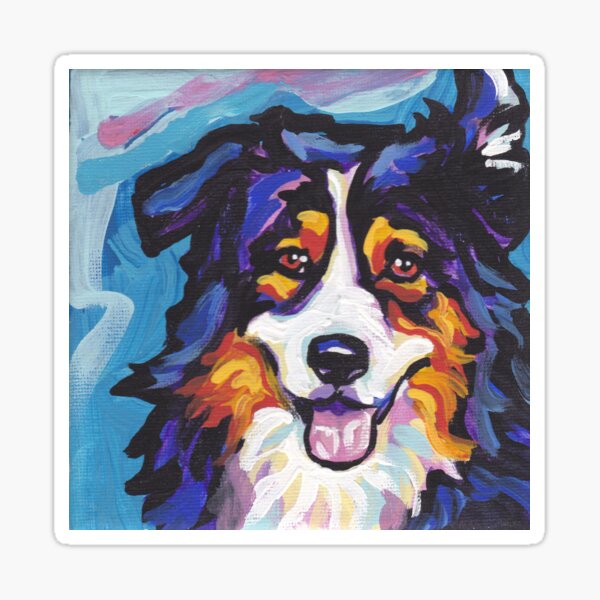 Item preview, Australian shepherd Aussie Bright colorful Pop Art designed and sold by bentnotbroken11.