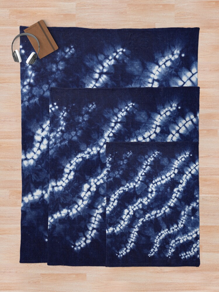 "Indigo Dyed Shibori Pattern,Traditional Japanese Tie Dye" Throw