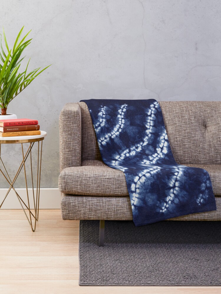"Indigo Dyed Shibori Pattern,Traditional Japanese Tie Dye" Throw