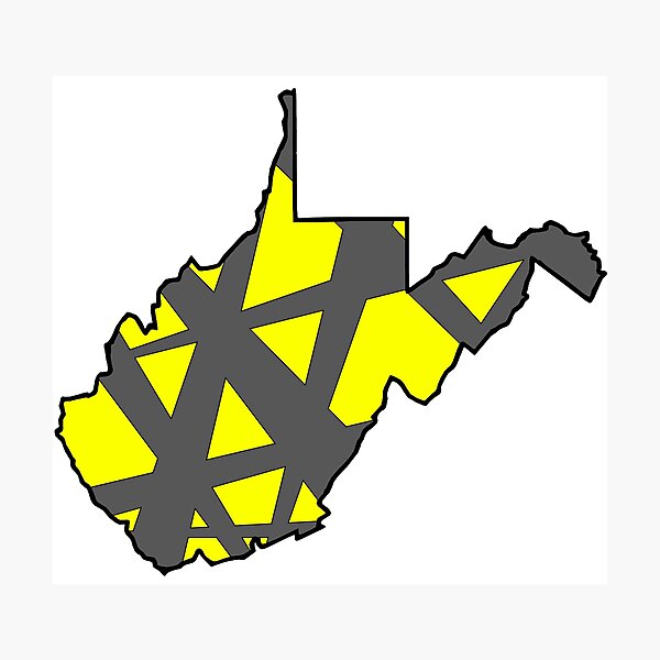 Artikelvorschau, West Virginia State Map gelbes und graues geometrisches Muster entworfen und verkauft von lukaskugler.