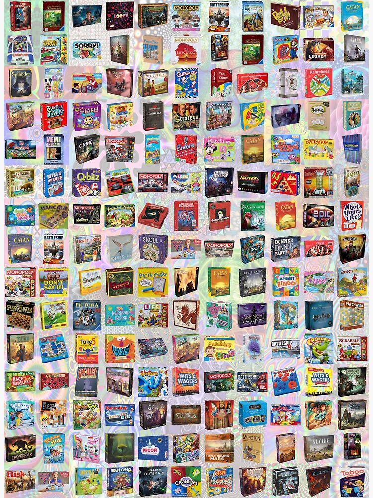 "Board Games" Sticker for Sale by MontageMadness Redbubble