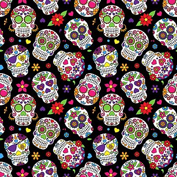 Artwork thumbnail, Day of the Dead Sugar Skull Pattern dia de los muertos Halloween Día de Los Muertos by Draculaura2009