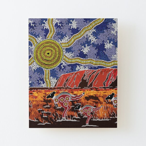 Authentic Aboriginal Art - Uluru Sky Wood Mounted Print