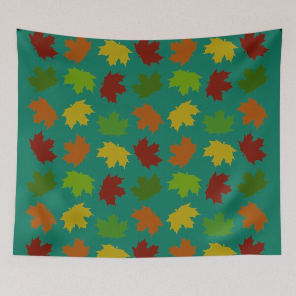 Item preview, Falling Maple Leaves in Autumn (Light Teal) designed and sold by RainbowBean.