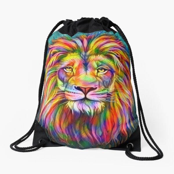 Rainbow lion Drawstring Bag