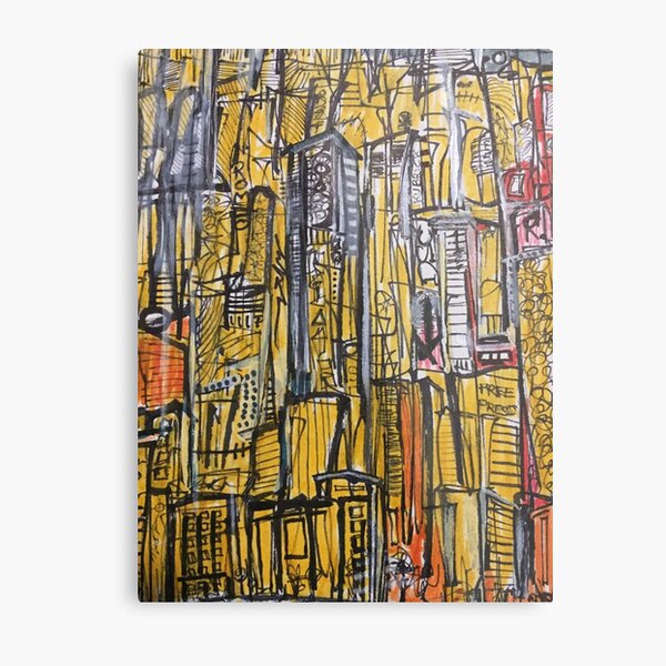 City of Yellow Metal Print