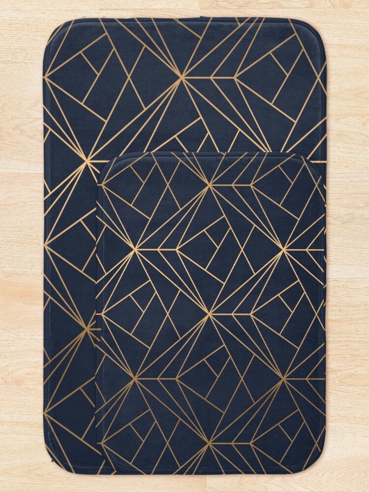 Alternate view of Elegant geometric copper navy blue Bath Mat