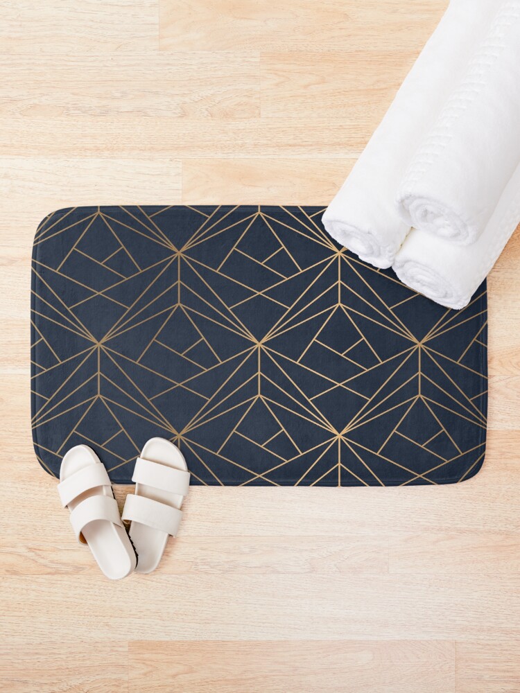 Alternate view of Elegant geometric copper navy blue Bath Mat