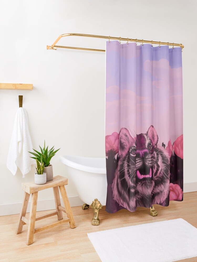 Alternate view of Pink Tiger Shower Curtain