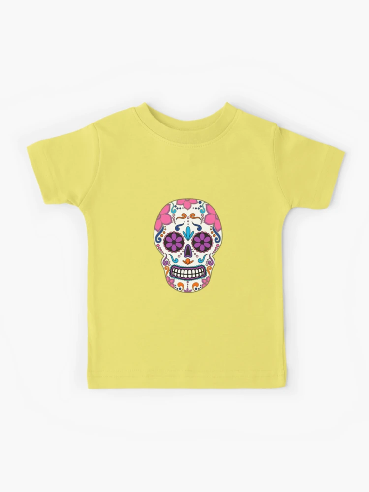 T-shirt biker Tête de mort Yellow sugar skull