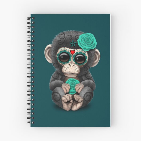 Item preview, Teal Blue Day of the Dead Sugar Skull Baby Chimp designed and sold by JeffBartels.