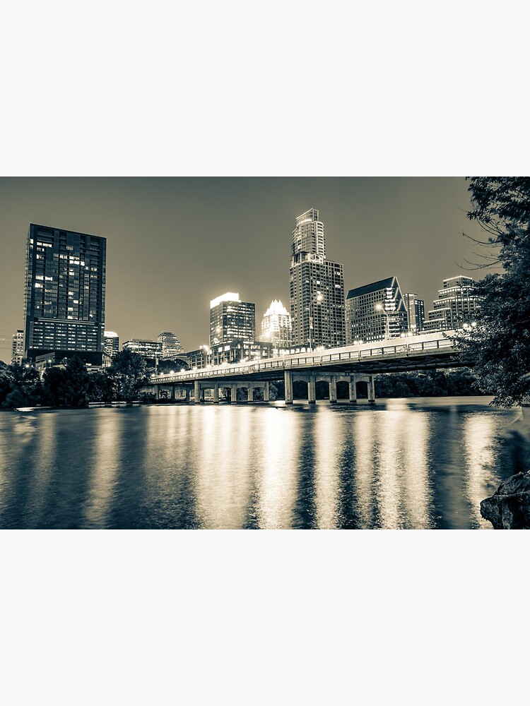 "Austin Texas Skyline Over Lady Bird Lake Sepia Edition" Canvas Print