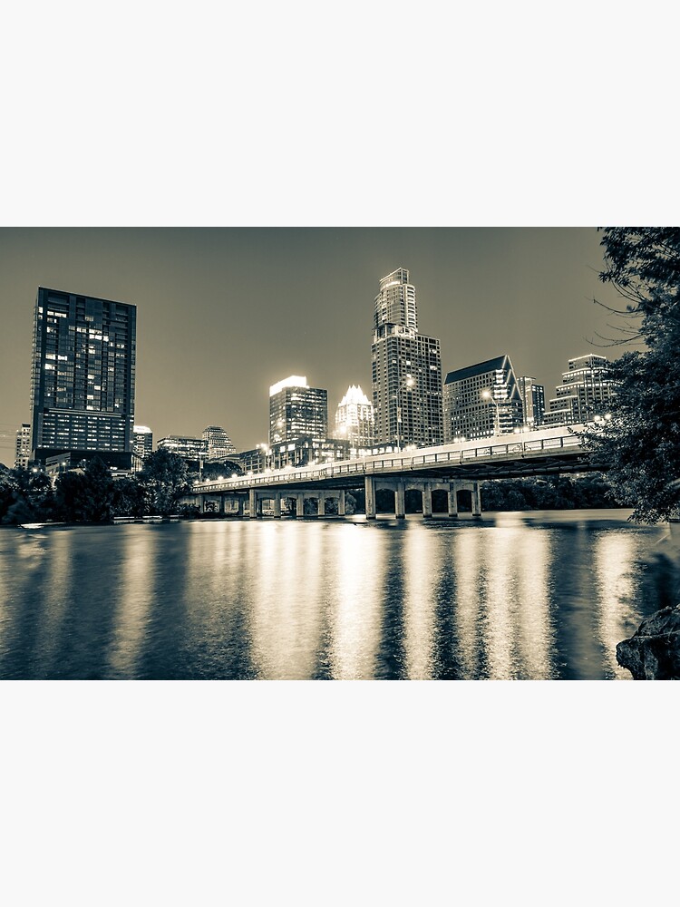 Austin Texas Skyline Over Lady Bird Lake - Sepia Edition by enjoysshooting