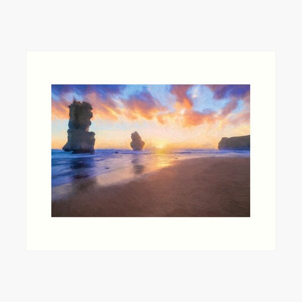 Item preview, 12 Apostles with Marshmallow Skies  (digital painting) designed and sold by Ray's Photos & Art.