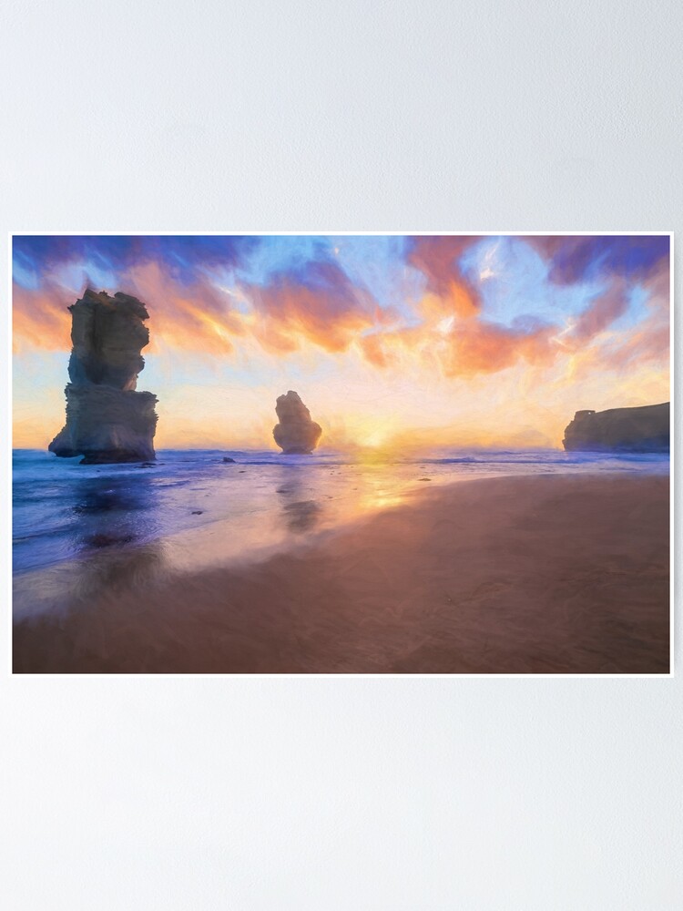 Alternate view of 12 Apostles with Marshmallow Skies (digital painting) Poster