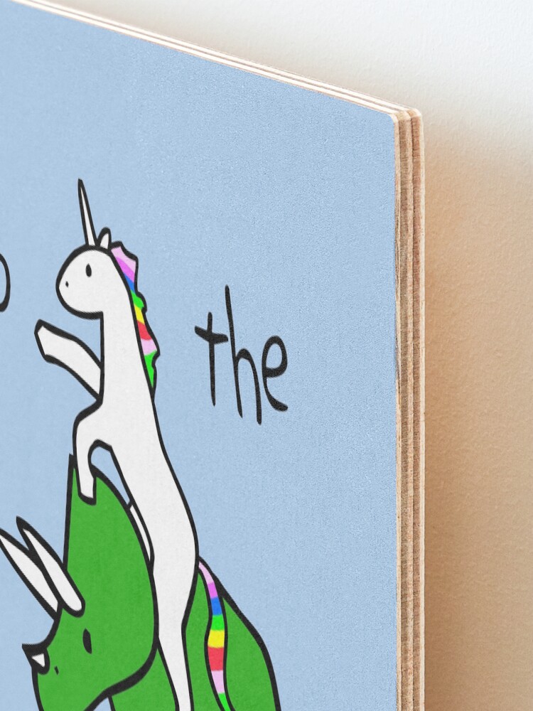 Alternate view of To The Disco (Unicorn Riding Triceratops) Mounted Print