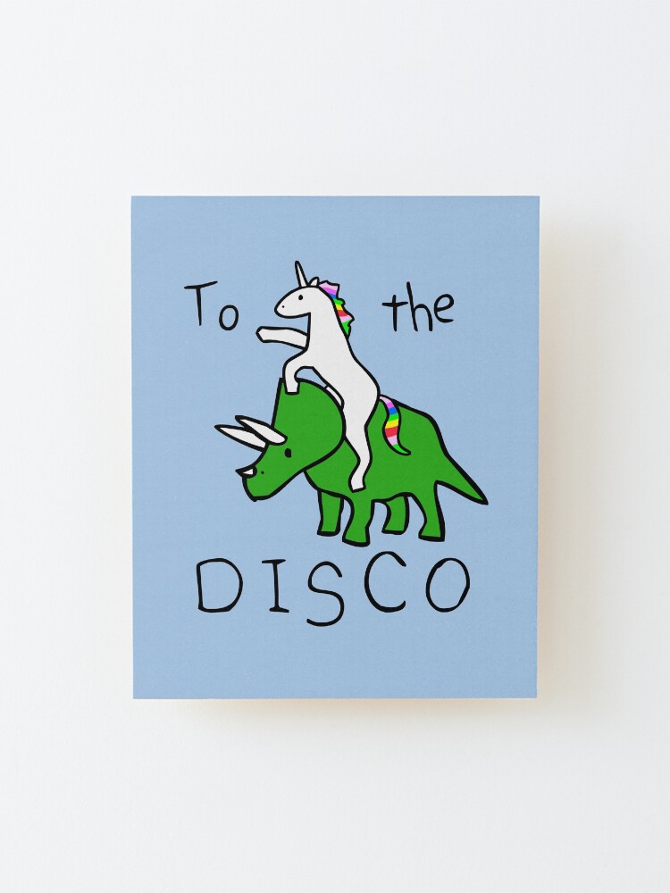 Alternate view of To The Disco (Unicorn Riding Triceratops) Mounted Print