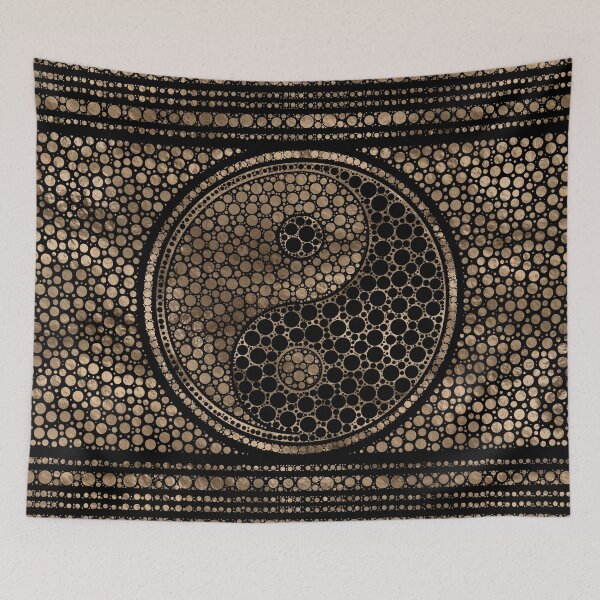 Item preview, Yin and Yang Dot Art Black and gold designed and sold by k9printart.