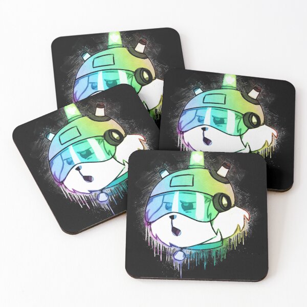 Snowflake Dog Street Art Rainbow Painting Coasters (Set of 4)